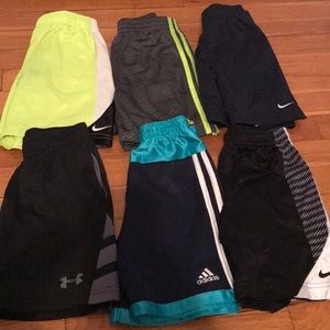 6 piece lot athletic shorts- Nike, Adidas, UA